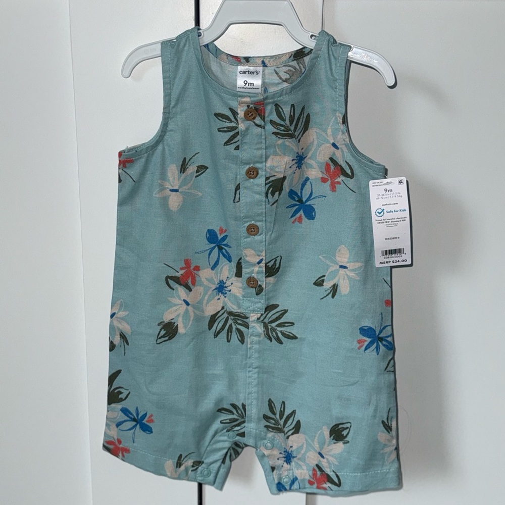 Carter's Floral Button Down Kids Top - Teal